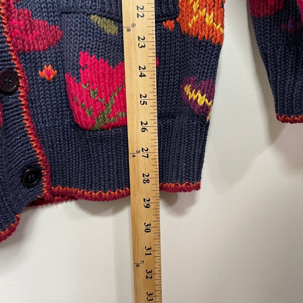 Le Moda Knitwear Hand Loomed Sweater Cardigan Leaves Fall Autumn Cottage Core - Picture 14 of 15